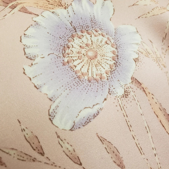 Vintage Floral Blouse Pink w/ Lavender Flowers Button Tie Neck Tagged La… - Picture 5 of 6